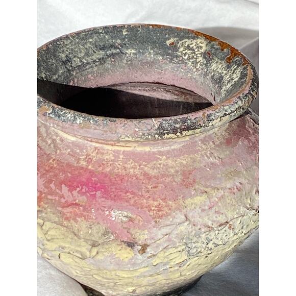 Neutral and Purple Rustic Textured Pottery Vessel vase ceramic Spanish Euro boho - Picture 7 of 16